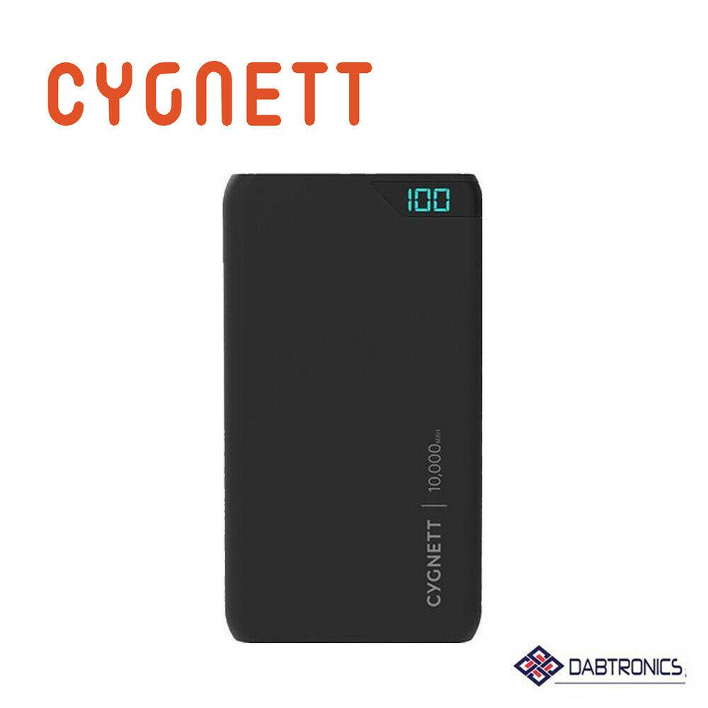 Cygnett ChargeUp Boost 10K Powerbank in black with USB ports and digital display.